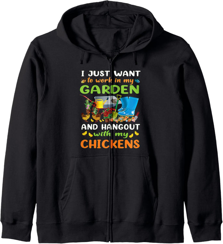 Ich möchte nur in meinem Garten arbeiten und mit Hühnern Kapuzenjacke