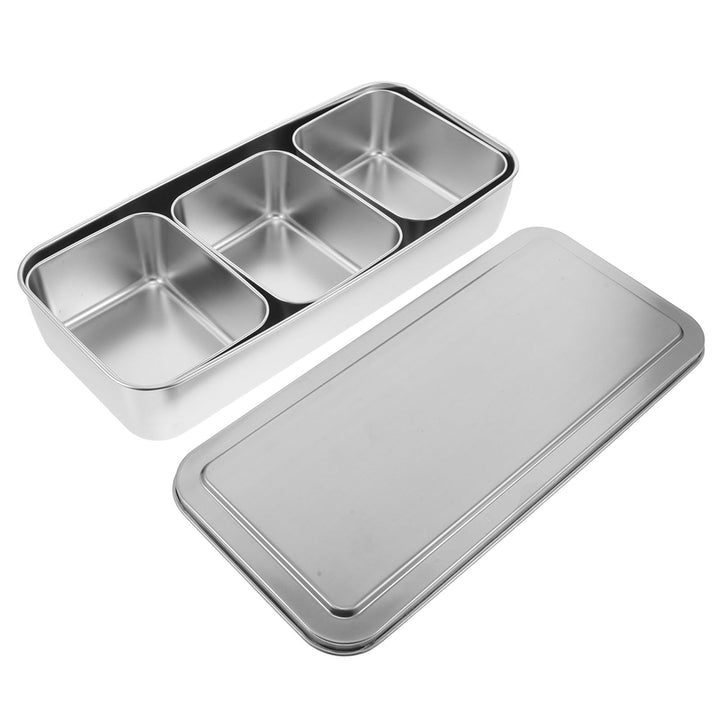 DOITOOL Gewürzbox aus Edelstahl mit 3 Fächern Silber und Deckel