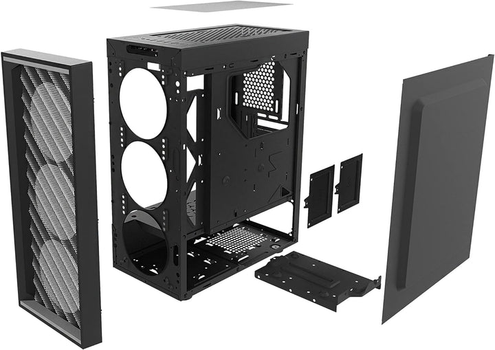 Zalman T7 PC Gehäuse Midi Tower ATX, Mesh Front 2xLüfter, Glas Seitenwand, Schwarz