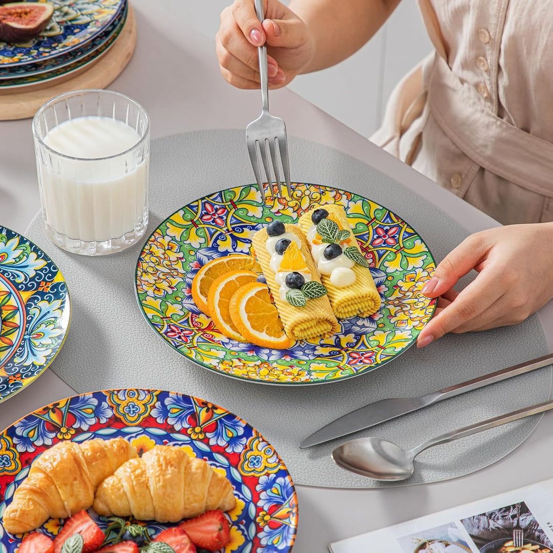 vancasso Speiseteller Porzellan Set von 6, 8,5 Zoll Bunt Frühstücksteller Keramik Dessertteller, Mik