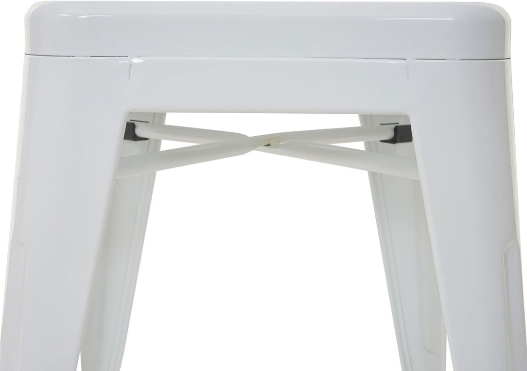 4X Hocker HWC-A73, Metallhocker Sitzhocker, Metall Industriedesign stapelbar - weiss, Weiss