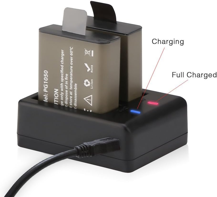 AKASO 2x1050mAh Akku mit USB Dual Charger für EK7000/EK7000 Pro/Brave 4