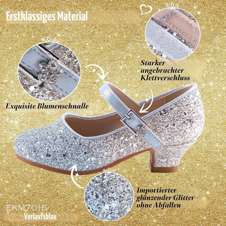 EIGHT KM EKM7015 Mädchen High Heel Kleid Schuhe Mary Jane Prinzessin Hochzeit Pumps Funkelnder Glitz