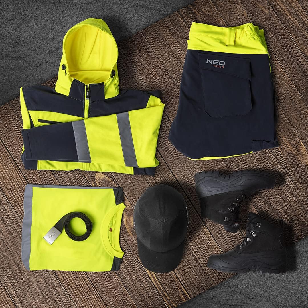 NEO TOOLS Profi Warnschutz T-Shirt Kurzarm Arbeitsshirt Arbeits warnshirt reflektierende Zonen Warns