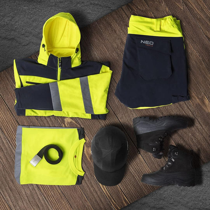 NEO TOOLS Profi Warnschutz T-Shirt Kurzarm Arbeitsshirt Arbeits warnshirt reflektierende Zonen Warns