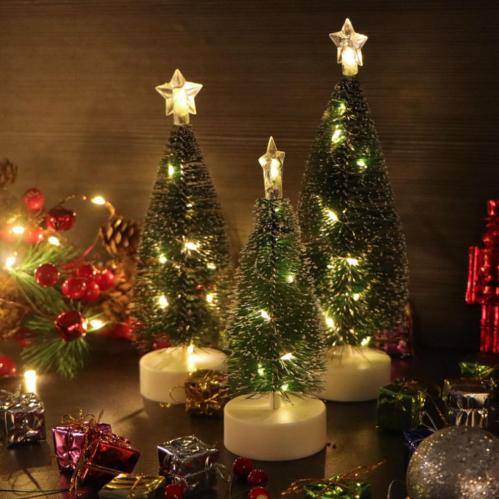 3 Stück LED Mini Weihnachtsbaum,Tannenbaum Künstlich Klein,Bunte Lichter Weihnachtsbaum,Mini Weihnac
