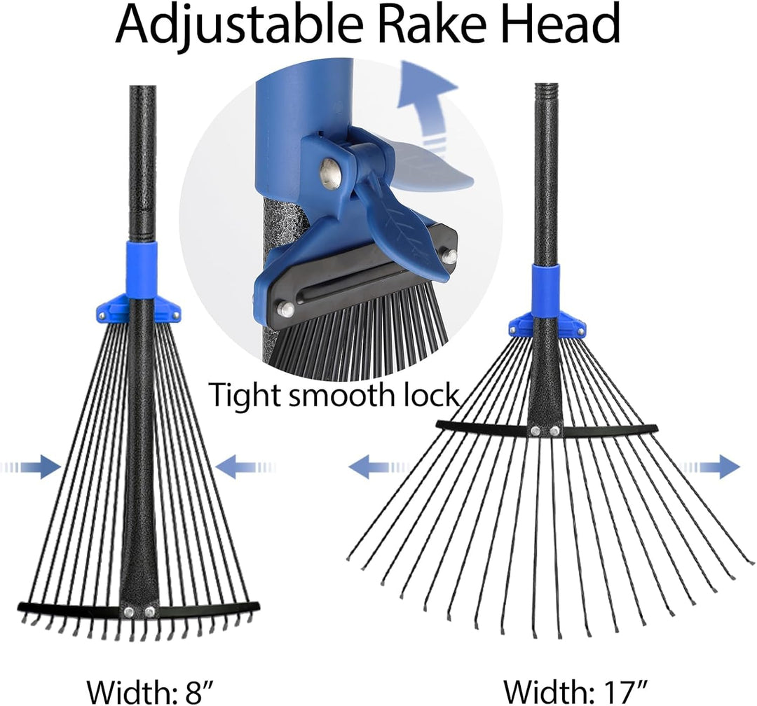 Rechen Garten Laubrechen,75-115cm Verstellbesen Laubbesen Rechen, Laubrechen Metall,Laubbesen Rasenr