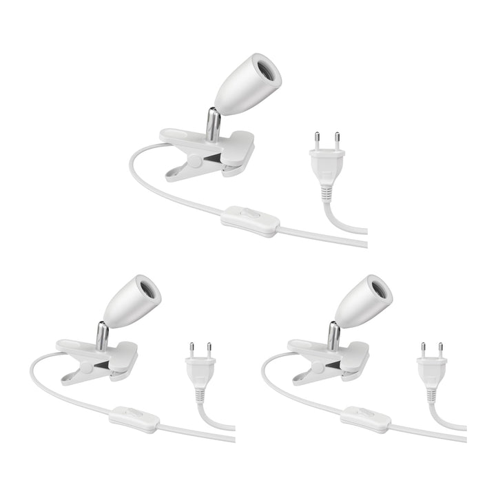 ledscom.de Klemmstrahler LIK, weiss matt, 1x E27 max. 60W, 3 Stk. 3 Stück (1er Pack) Weiss Matt / Oh