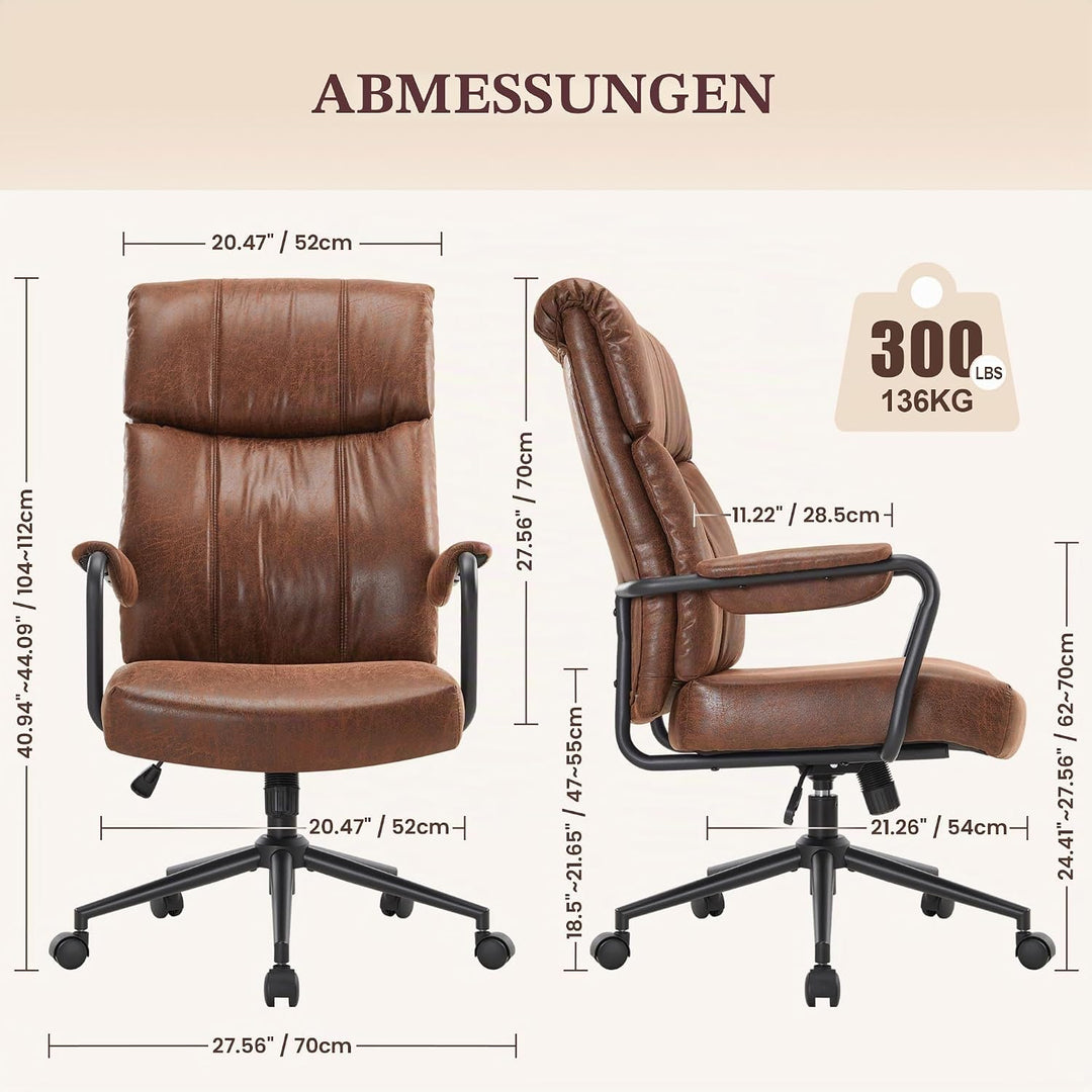 IWMH Bürostuhl Ergonomisch, Schreibtischstuhl für Arbeitszimmer, Drehstuhl mit Lumbalstütze, hoher R