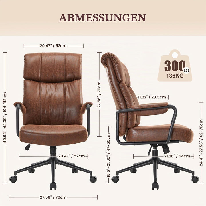IWMH Bürostuhl Ergonomisch, Schreibtischstuhl für Arbeitszimmer, Drehstuhl mit Lumbalstütze, hoher R