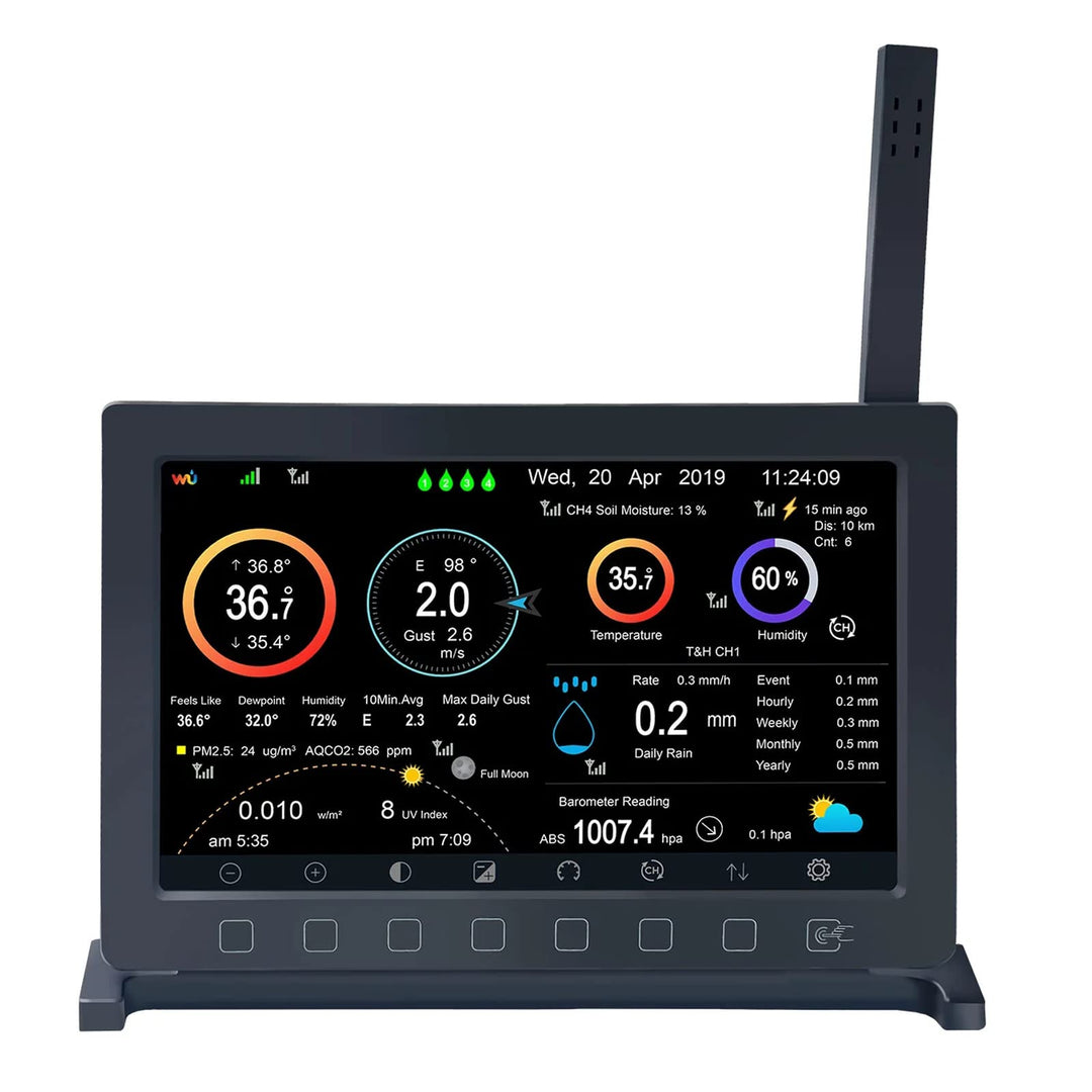 ECOWITT Konsole HP2560 für Wetterstation, TFT-Farbdisplay für Innenbereich mit Touch-Button, ein Zub