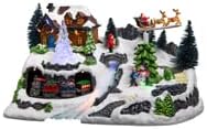 Weihnachtsdekoration, Motiv: Weihnachtsdorf mit Zug, beleuchtet