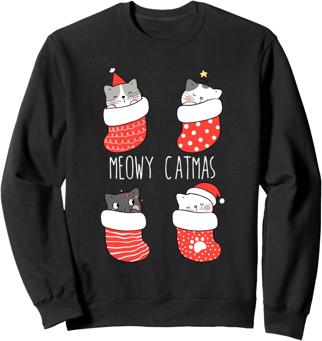 Süsse Katzen Xmas Kätzchen Weihnachtsoutfit Weihnachts - Sweatshirt