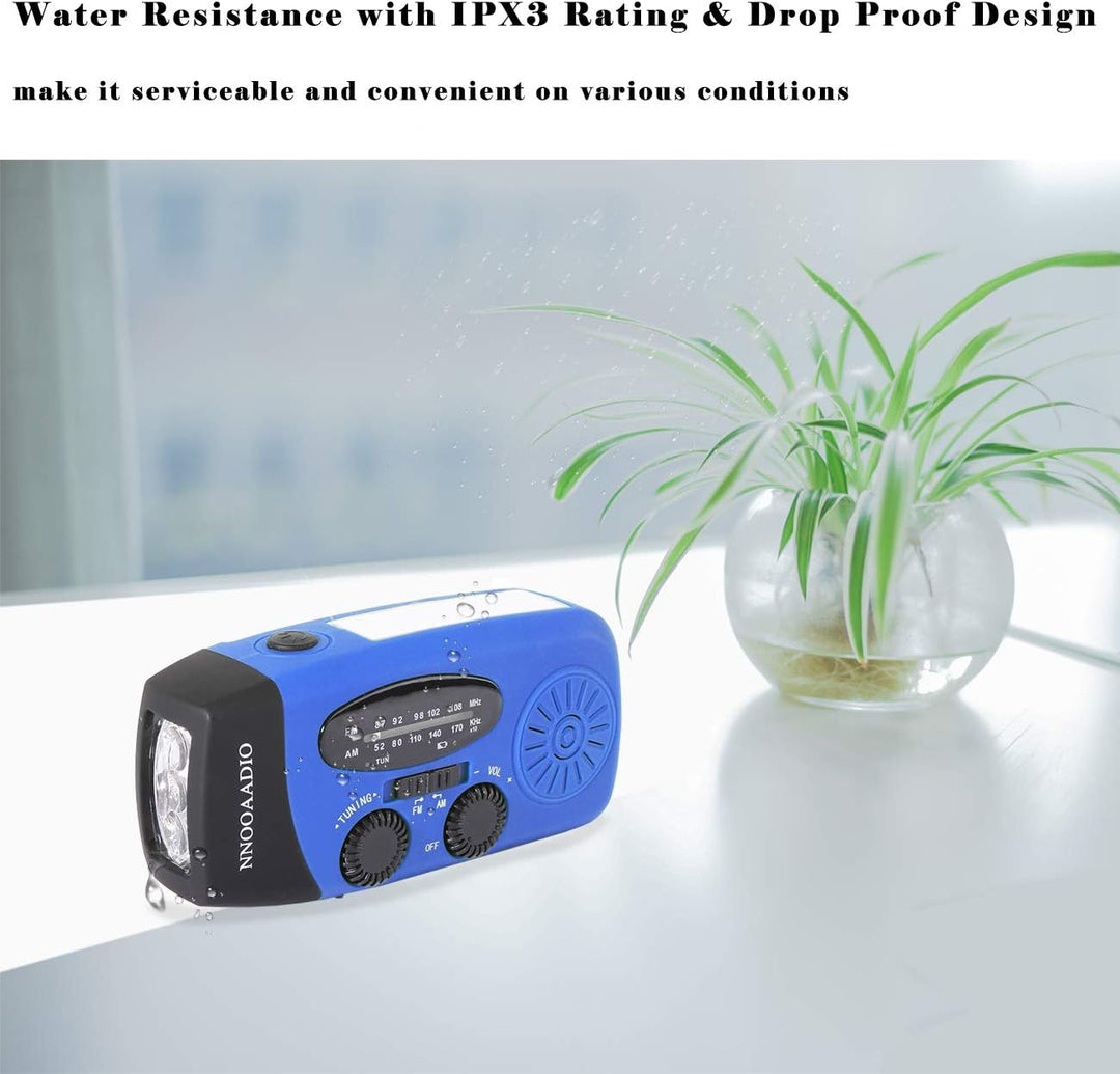 NNOOAADIO Solar Kurbelradio, Notfallradio wiederaufladbar 2000mAh Power Bank AM/FM Wetterradio mit S