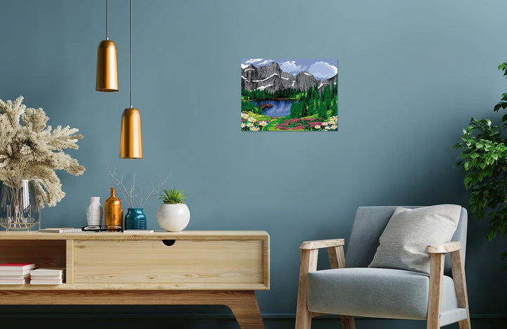 Ravensburger CreArt 20155 - Bergblick - Malen nach Zahlen Erwachsene, DIY Malset mit Pinsel und Acry