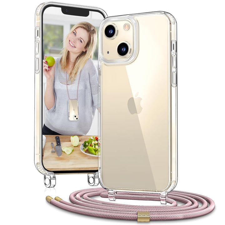 Handykette mit Band für Apple iPhone 13 Mini Hülle - Necklace Handyhülle - Transparente Case zum Umh