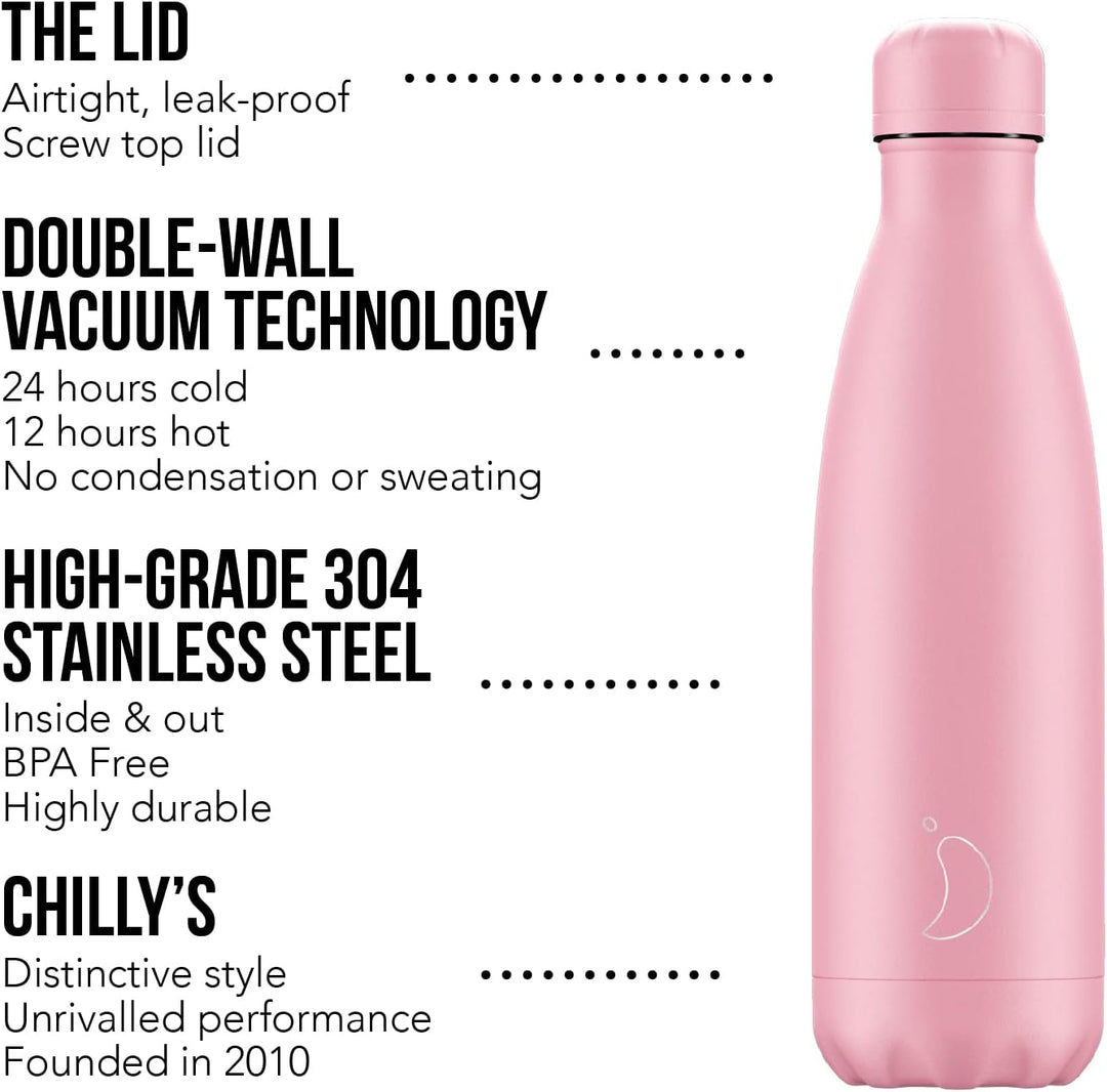Chilly's Original Trinkflasche - Isolierflasche aus Edelstahl, wiederverwendbare Thermoflasche für h