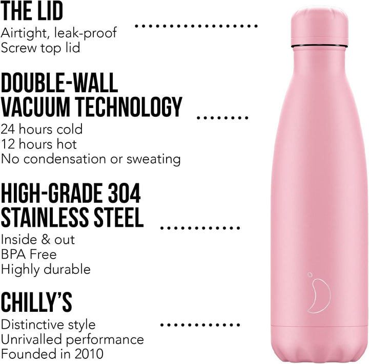Chilly's Original Trinkflasche - Isolierflasche aus Edelstahl, wiederverwendbare Thermoflasche für h