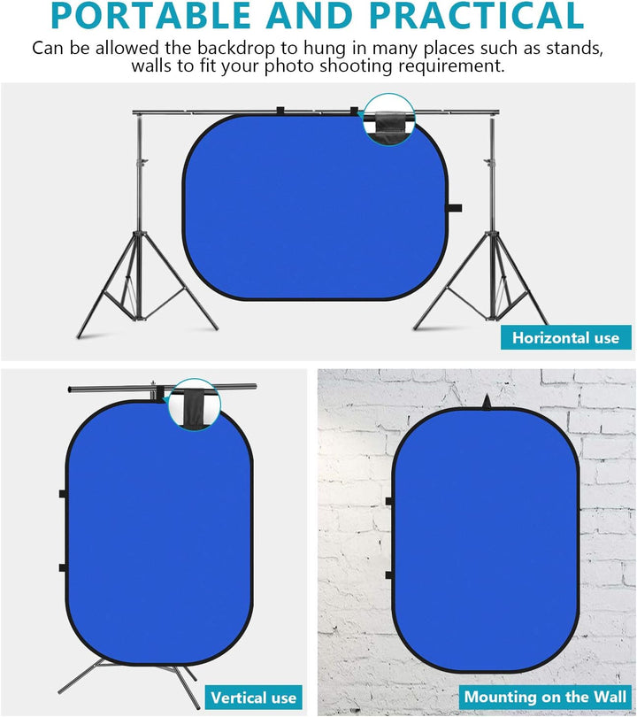 Neewer 150x200cm Chromakey Blau-Grün Hintergrund mit Stativset: 2-in-1 Aufklapp Soft Diffusor mit um