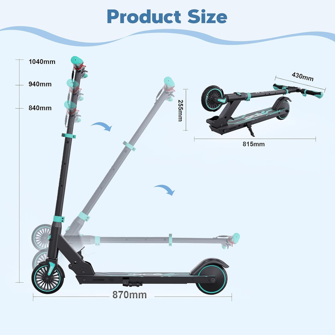 RCB R15 E-Scooter Kinder (8-12-16 Jahre) - bis zu 20 Km/h, Max. Reichweite 16Km, Elektroroller Faltb