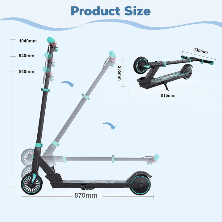 RCB R15 E-Scooter Kinder (8-12-16 Jahre) - bis zu 20 Km/h, Max. Reichweite 16Km, Elektroroller Faltb