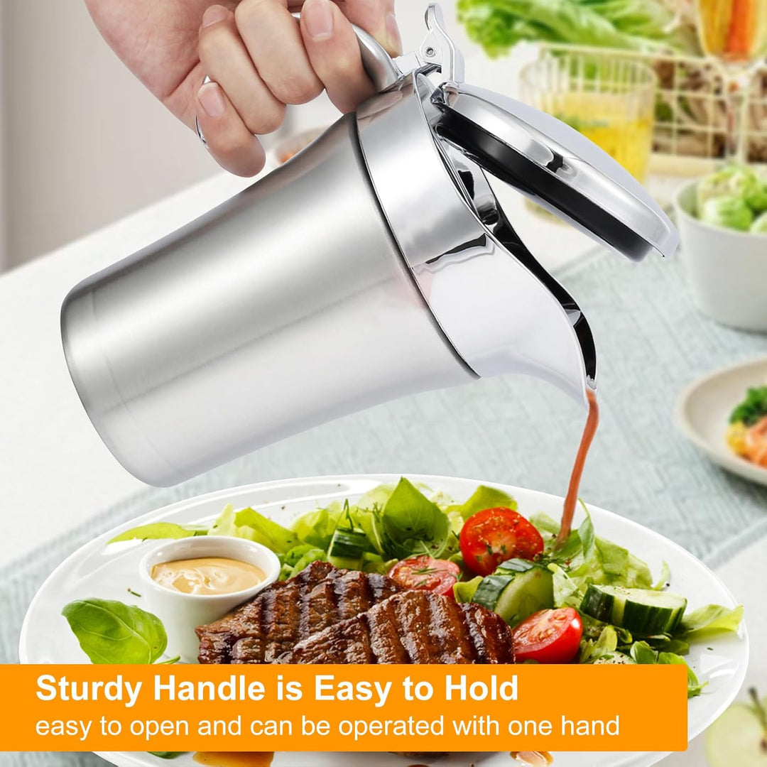 750 ml doppelt isolierte Sauciere, Edelstahl-Saucenkrug mit Klappdeckel, grosser Steak-Saucentopf fü