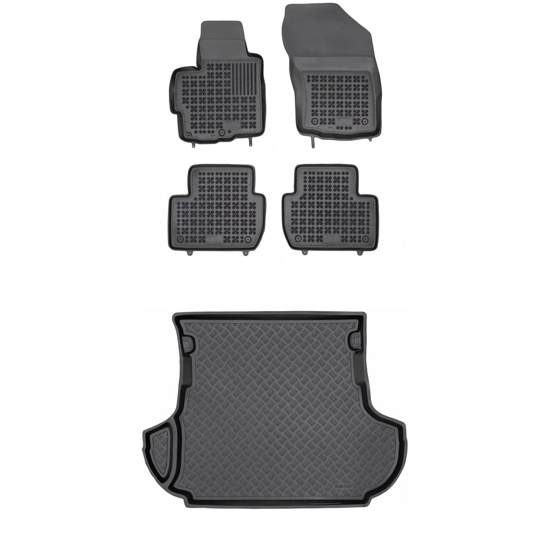 M MOTOS Satz Gummifussmatten und PE Kofferraumwanne für Citroen C-Crosser 2007-2012 - Verbessern Sie