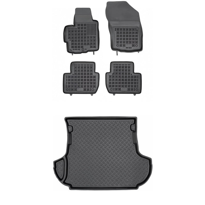 M MOTOS Satz Gummifussmatten und PE Kofferraumwanne für Citroen C-Crosser 2007-2012 - Verbessern Sie
