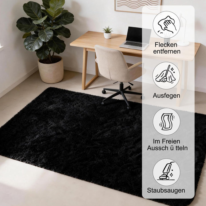 VOFUSHON Wohnzimmer Hochflor Teppich,Shaggy Flur Läufer Teppich Modern Flauschiger Weich Teppich Gro