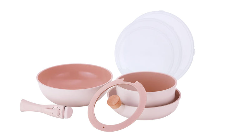 NEOFLAM® - Midas Plus Topf- und Pfannen-Set mit abnehmbarem Griff, 8-teilig, induktionsgeeignet, Ker