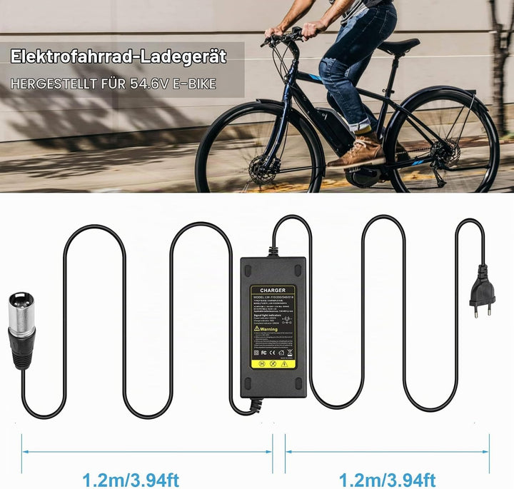 54.6V 48V 2A E-Bike Ladegerät Ladekabel für 48V Akku mit 3pin XLR Stecker für Elektroroller Elektris