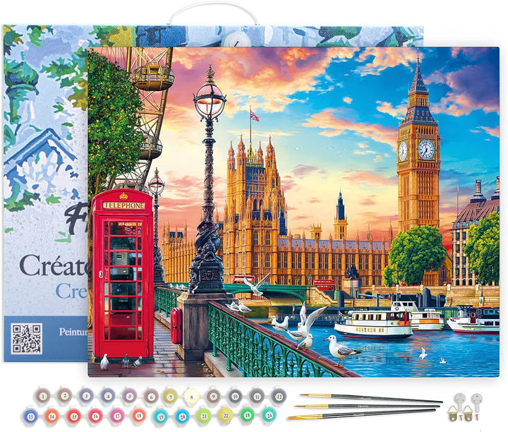 Figured'Art Malen Nach Zahlen Erwachsene Mit Rahmen Frühling in London - Paint by Numbers Basteln DI