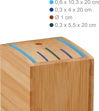Relaxdays Messerblock unbestückt, Messeraufbewahrung breite Klingen, Messerständer universal, Bambus