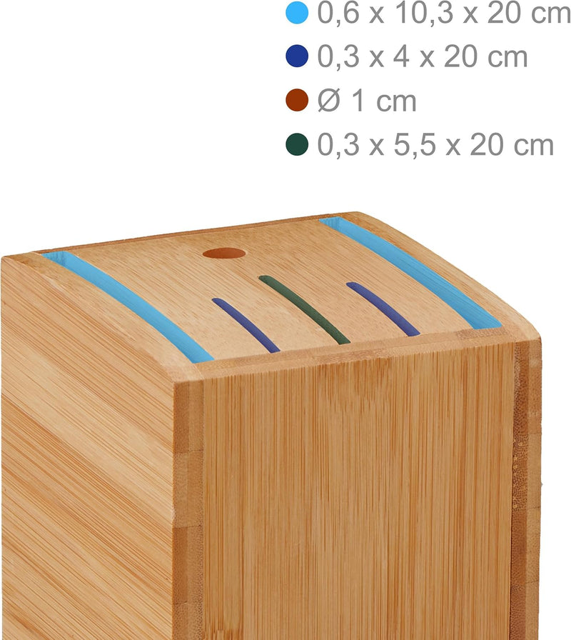 Relaxdays Messerblock unbestückt, Messeraufbewahrung breite Klingen, Messerständer universal, Bambus