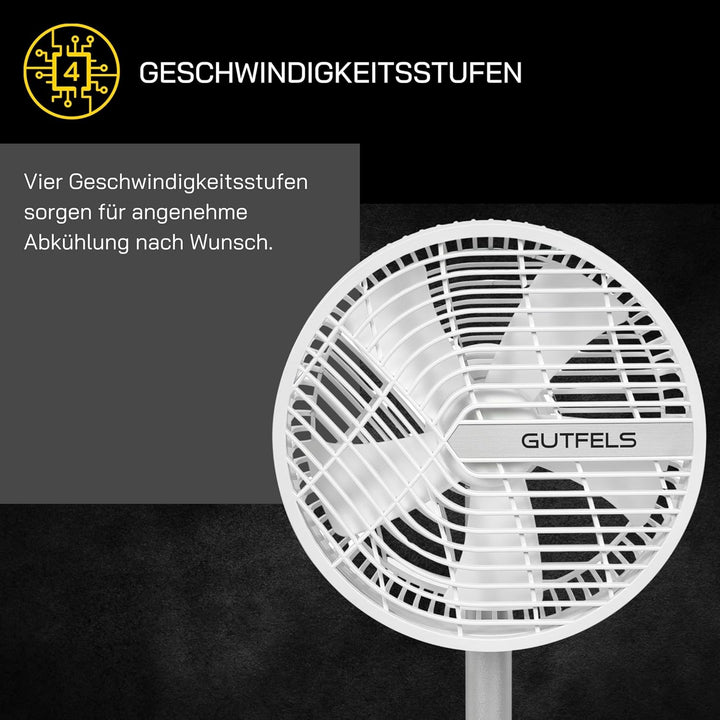 Gutfels Akku-Tisch-Ventilator VENTI 3020 R | Lithium Ionen Akku 4.000 mAh | Touchbedienung | 4 Gesch