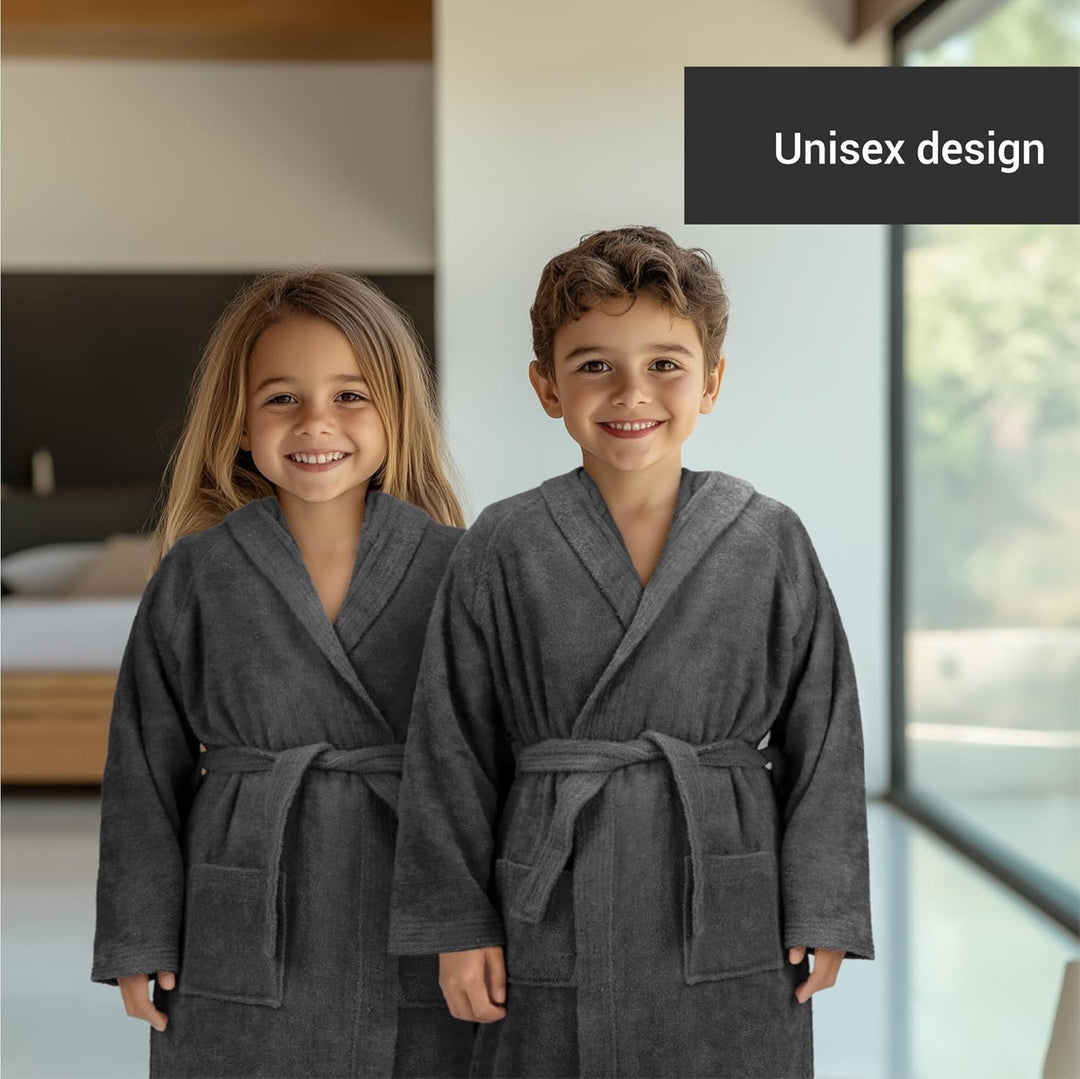 Bademantel für Kinder aus Frottee Baumwolle - Morgenmantel Kinder Bademantel für Mädchen und Jungen