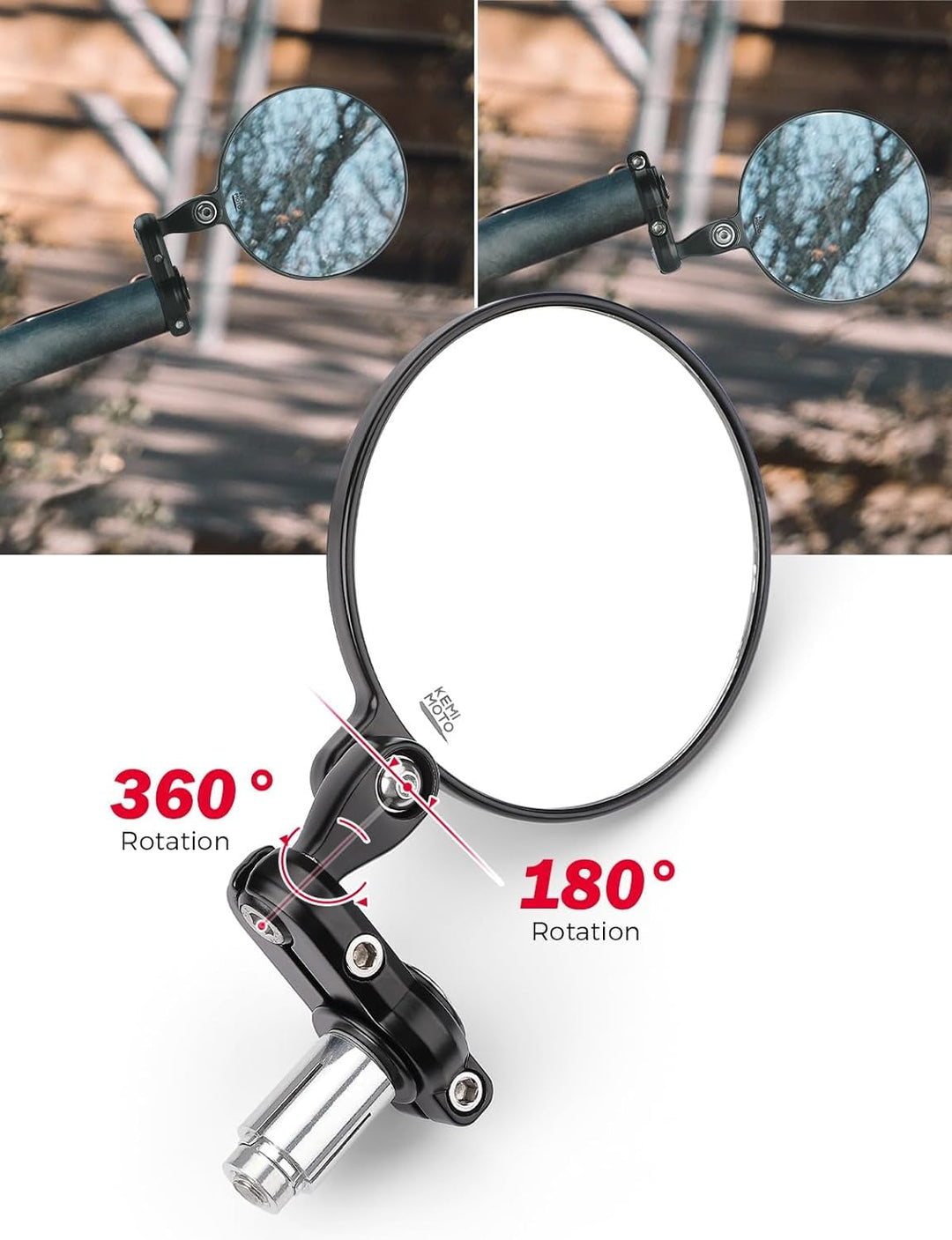 ISSYZONE CNC Motorradspiegel, E24 Geprüft, 360° Drehbar, Runde Lenkerendenspiegel, 7/8" (22mm) Kompa