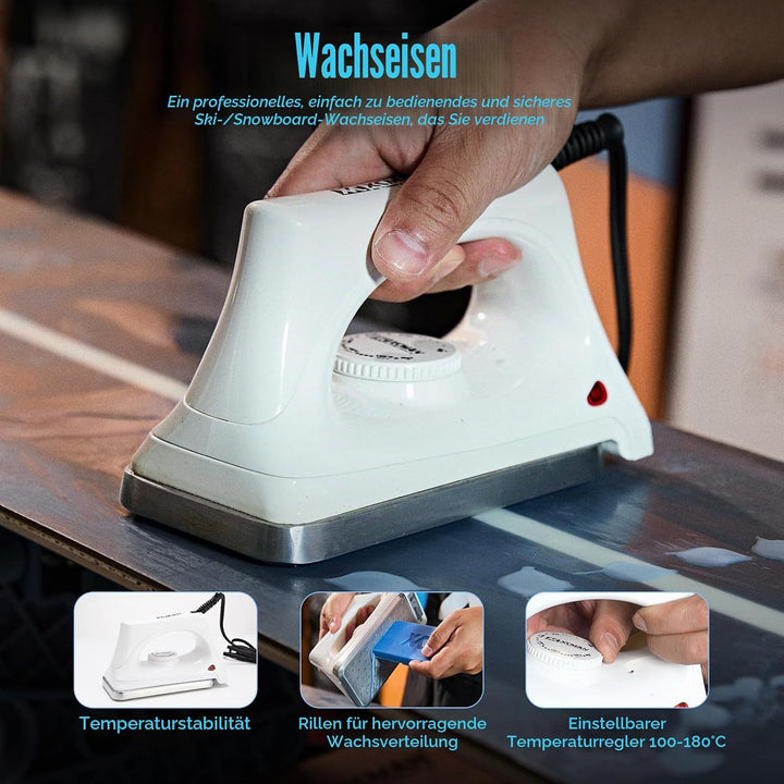 XCMAN Komplettes Ski Snowboard Tuning und Waxing Kit mit Wachseisen, Universalwachs, Kantenstimmer,