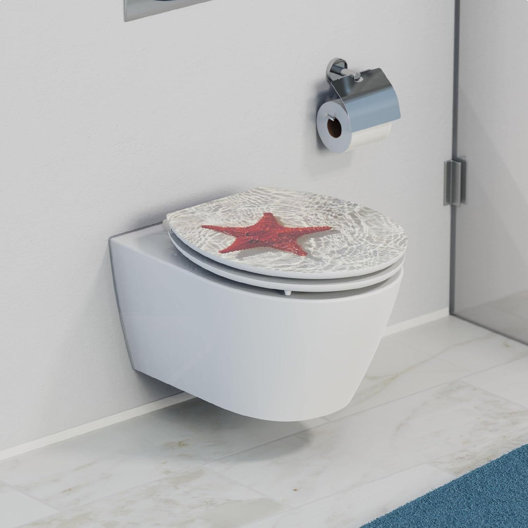 SCHÜTTE WC-Sitz STARFISH mit Absenkautomatik aus Holz, Design Toilettendeckel mit 175kg Belastbarkei