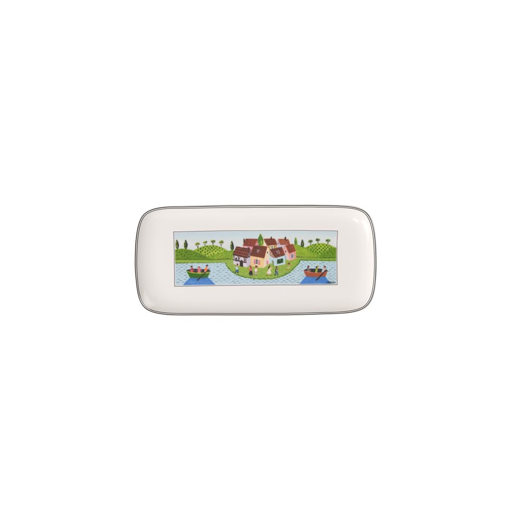 Villeroy und Boch Charm und Breakfast Design Naif Kuchenplatte, 35 x 16 cm, Premium Porzellan, Weiss