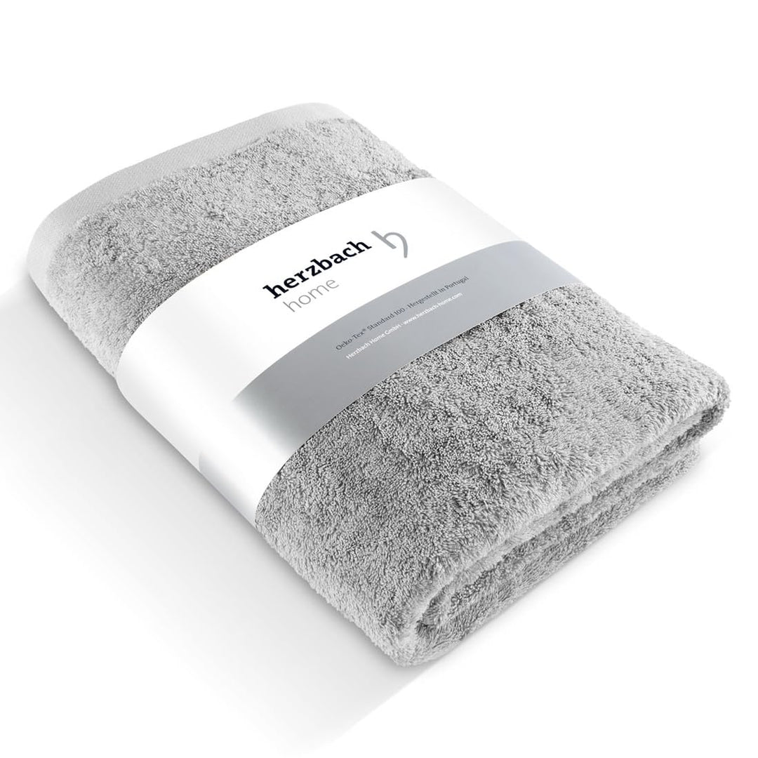 herzbach home Premium Badetuch 100 x 150 cm (Silbergrau) – Grosses, weiches & saugstarkes Badehandtu