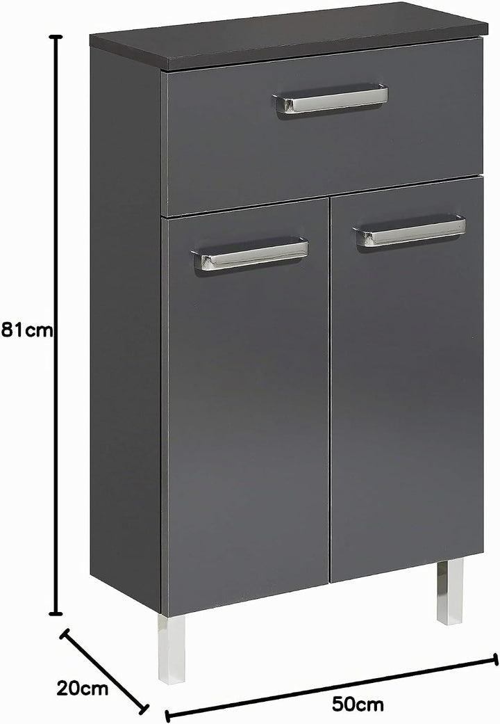 Pelipal Badezimmerschrank Quickset 311 in Anthrazit Glanz, 50 cm breit | Unterschrank mit 2 Türen, 1