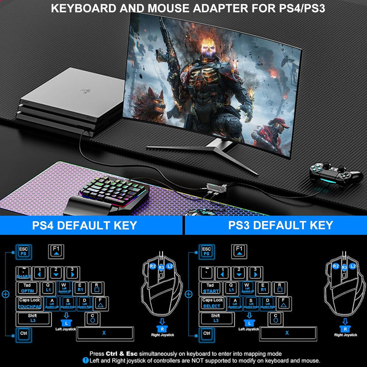 Arvin Tastatur und Maus Adapter für Nintendo Switch/Xbox/PS3/PS4, Kabelgebundene & 2.4G Wireless Mau