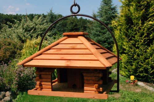 XXL Vogelhaus Nr20 Dach mit Holzlamellen und Bügel zum aufhängen von Vogelhaus, Nistkasten, Vogelhäu