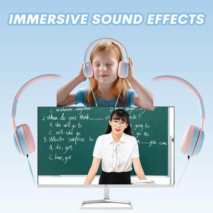 Kinder Kopfhörer mit Kabel Over Ear Kinderkopfhörer Wired Earphones Headphones für Kinder über Ohr v