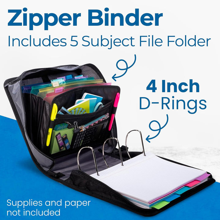 Case it King Size Mighty Reissverschluss-Ordner, 3 Ringe, 10,2 cm Fassungsvermögen, 28,9 x 21,6 cm,