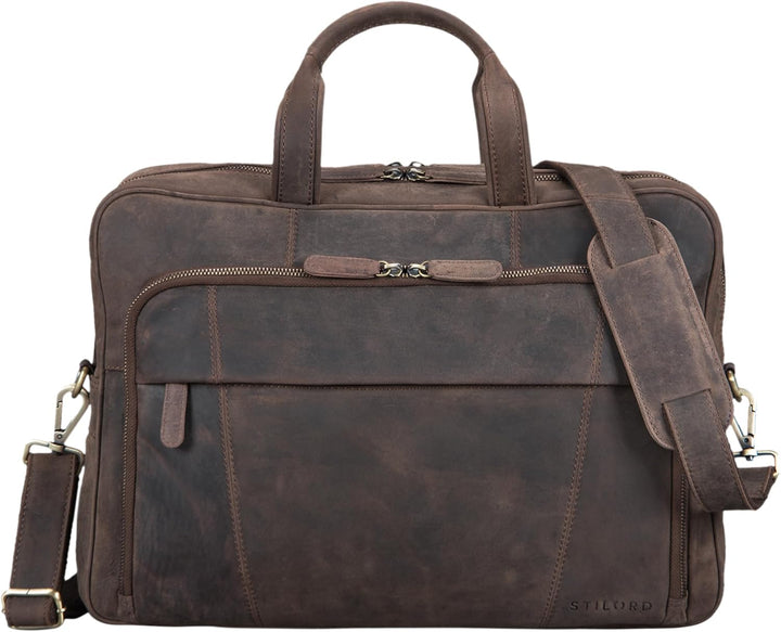 STILORD Jaron Vintage Ledertasche Leder Herren Damen 15,6 Zoll Laptoptasche Umhängetasche gross Akte