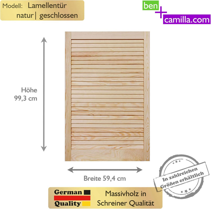 ben+camilla.com Lamellentür geschlossen Holz Kiefer Natur unbehandelt 993 x 594 x 21 mm 993 x 594 mm