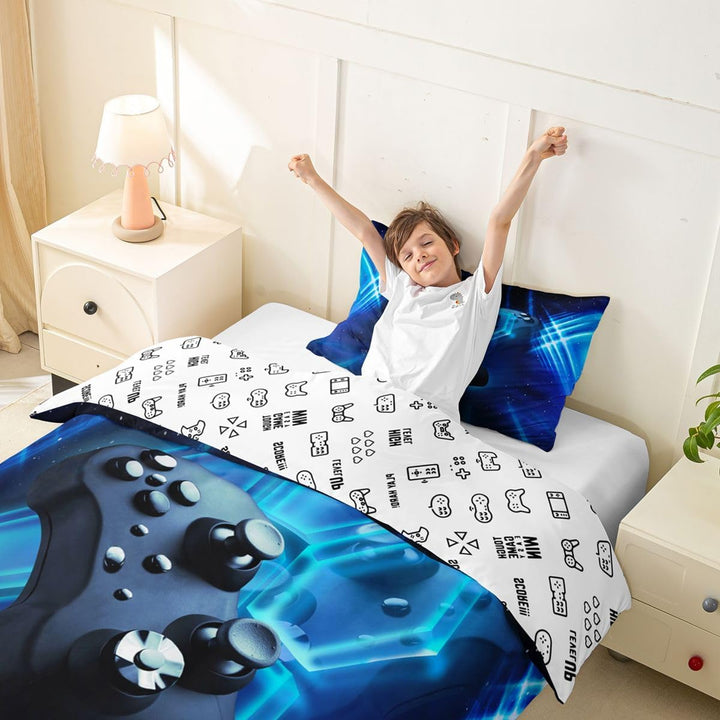 Homewish Spielen Bettwäsche-Set Jungen Teenager Spielzimmer Dekor Bettdecke Kinder Jugend Blau Gamep