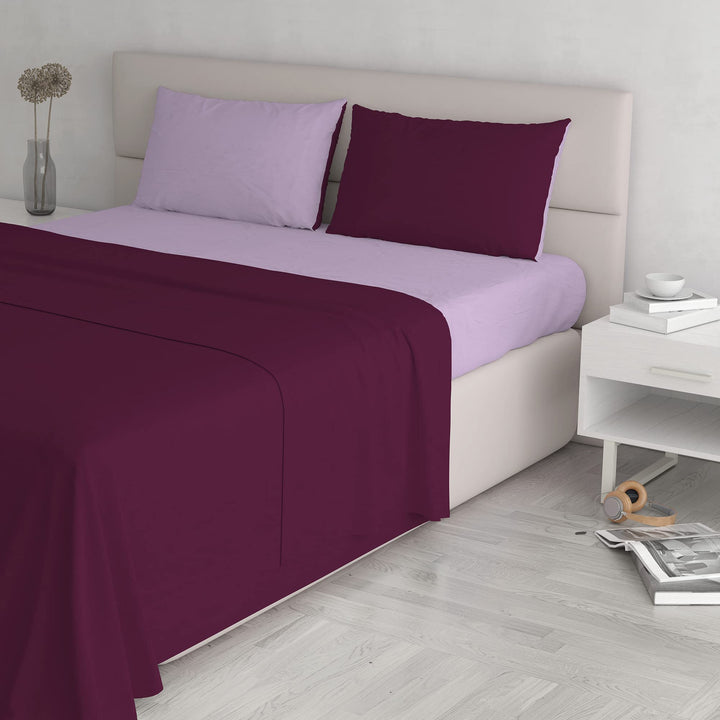 Italienische Bettwäsche Bedding lila/Fuchsia Doppelbett 250 x 300 cm 160 x 190 cm Pflaume/Lila, 160